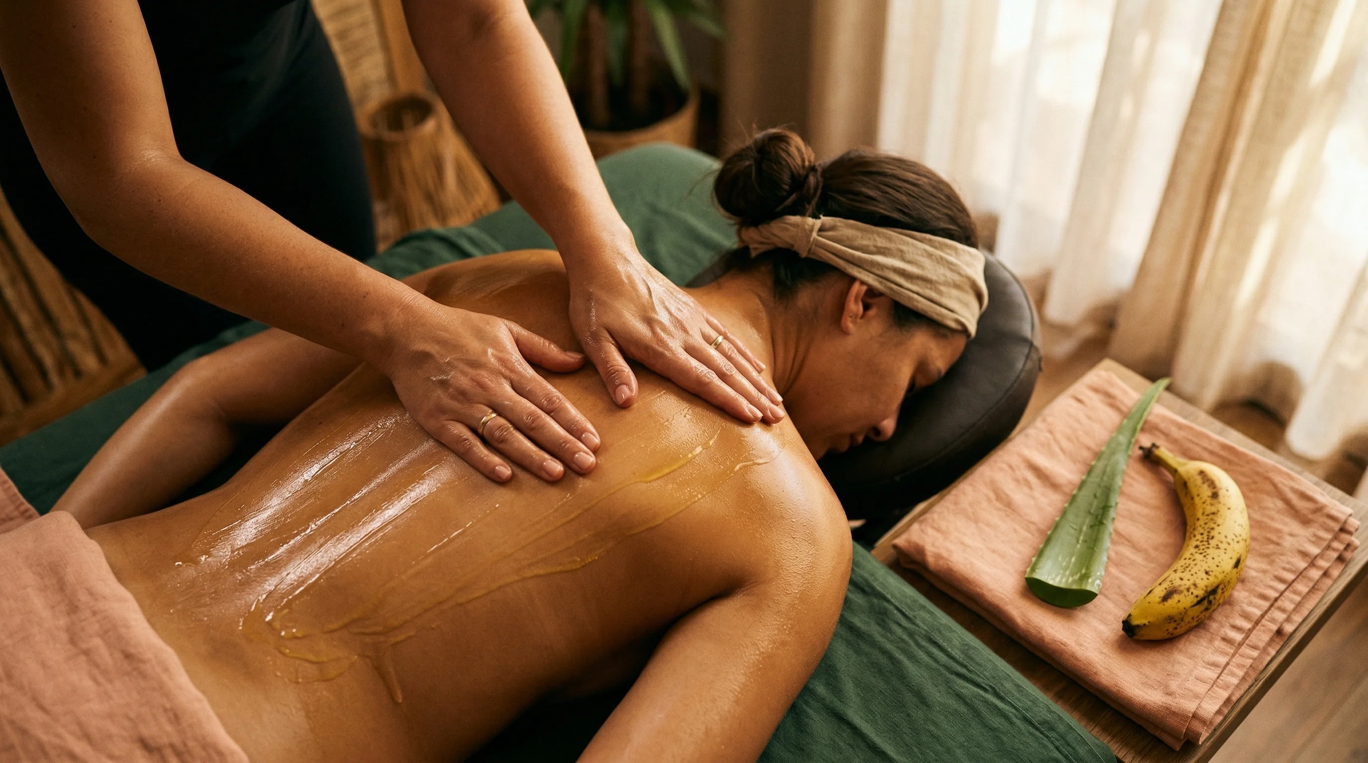 Canarian massage with banana oil and aloe vera in Las Palmas de Gran Canaria